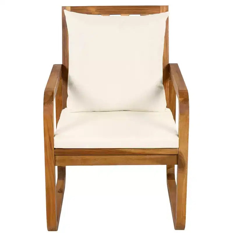 Ensemble de salle à manger d'extérieur Whisen 7 pièces en bois, ensemble de salle à manger pour terrasse, cuisine, jardin, table rectangulaire et 6 chaises avec coussins amovibles