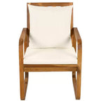 Ensemble de salle à manger d'extérieur Whisen 7 pièces en bois, ensemble de salle à manger pour terrasse, cuisine, jardin, table rectangulaire et 6 chaises avec coussins amovibles