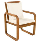 Ensemble de salle à manger d'extérieur Whisen 7 pièces en bois, ensemble de salle à manger pour terrasse, cuisine, jardin, table rectangulaire et 6 chaises avec coussins amovibles