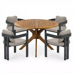 Christopher Knight Home Evren Ensemble de 5 Chaises de Repas de Patio Modernes en Aluminium avec Table de Repas à Lattes en Bois d'Acacia