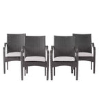 Christopher Knight Home Jose Modern 5 Piece Patio Iron Chairs with PE Rattan Design and Acacia Dining Table Set