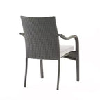 Christopher Knight Home Jose Modern 5 Piece Patio Iron Chairs with PE Rattan Design and Acacia Dining Table Set