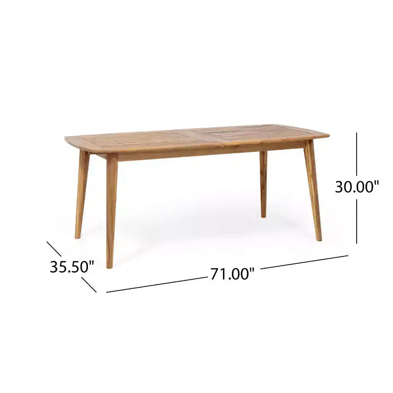 Christopher Knight Home Harrison Patio Modern 7-Piece Acacia Wood Expandable Dining Table and Chairs Set with Cushions