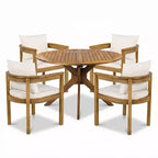 Christopher Knight Home Zariah Ensemble de salle à manger d'extérieur 5 pièces en bois d'acacia rustique avec coussins et table à lattes