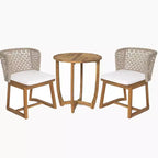 Christopher Knight Home Rohan Modern 3 Piece Acacia Patio Dining Chairs with Natural Wicker and Bistro Table