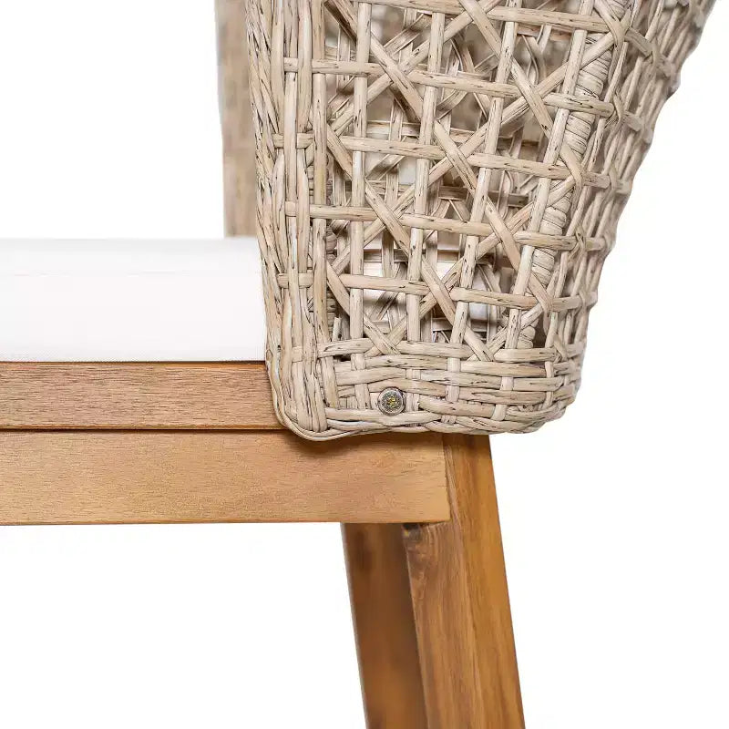 Christopher Knight Home Priya Modern 7 Piece Acacia Patio Dining Chairs with Natural Wicker and Slatted Table