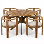 Christopher Knight Home Matteo 5 Piece Patio Rustic Acacia Wood Dining Set with Cushions and Slatted Table