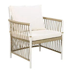Ensemble de salle à manger d'extérieur 5/7 pièces, salon de jardin avec 4/6 fauteuils en rotin et table en bois d'acacia résistant aux intempéries, Naturel - ModernLuxe