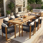 Christopher Knight Home Juan Ensemble de salle à manger moderne 9 pièces en acacia avec table à lattes et motif en corde