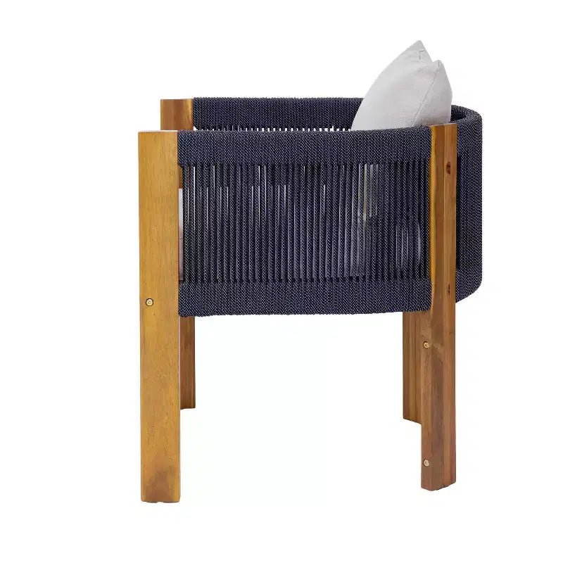 Christopher Knight Home Juan Ensemble de salle à manger moderne 9 pièces en acacia avec table à lattes et motif en corde