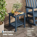 Ensemble de 2 chaises à bascule d'extérieur en PEHD avec table d'appoint - Chaises à bascule hautes en polyéthylène pour adultes - Mobilier de patio résistant à toutes les intempéries
