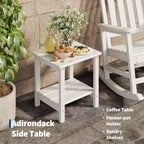 Ensemble de 2 chaises à bascule d'extérieur en PEHD avec table d'appoint - Chaises à bascule hautes en polyéthylène pour adultes - Mobilier de patio résistant à toutes les intempéries
