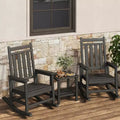 Ensemble de 2 chaises à bascule d'extérieur en PEHD avec table d'appoint - Chaises à bascule hautes en polyéthylène pour adultes - Mobilier de patio résistant à toutes les intempéries