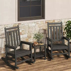 Ensemble de 2 chaises à bascule d'extérieur en PEHD avec table d'appoint - Chaises à bascule hautes en polyéthylène pour adultes - Mobilier de patio résistant à toutes les intempéries