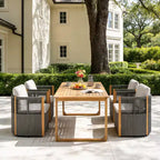 Christopher Knight Home Calvin Patio Modern Acacia Wood 5-Piece Dining Set with 4 Swivel Dining Chairs and Table