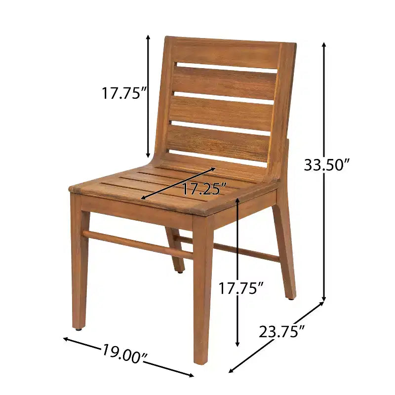 Christopher Knight Home Lorenzo Modern 7 Piece Acacia Wood Dining Set with Slatted Design and Curved Legs