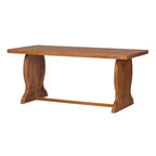 Christopher Knight Home Lorenzo Modern 7 Piece Acacia Wood Dining Table Set with Slatted Design and Fishtail-Shaped Legs