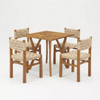Ensemble de salle à manger 5 pièces en bois d'acacia Christopher Knight Home Ginni Farmhouse avec design à lattes et tissage en osier