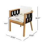 Christopher Knight Home Gavin Patio Modern Acacia Wood 5-Piece Dining Set with 4 Wicker Rope Dining Chairs