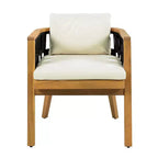 Christopher Knight Home Gavin Patio Modern Acacia Wood 5-Piece Dining Set with 4 Wicker Rope Dining Chairs