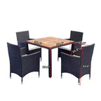 Ensemble de salle à manger d'extérieur 5 pièces GDFStudio Edie moderne en bois d'acacia et métal avec 4 chaises