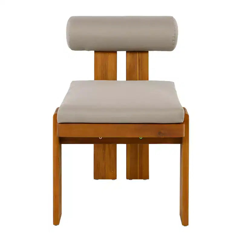 Christopher Knight Home Lucia Modern 7 Piece Patio Acacia Upholstered Dining Set with Round Back and Slatted Table