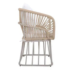 Christopher Knight Home David Patio Modern Steel 5-Piece Dining Set Wood-Top Table and 4 Woven Wicker Chairs