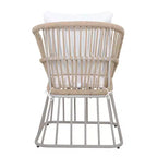 Christopher Knight Home David Patio Modern Steel 5-Piece Dining Set Wood-Top Table and 4 Woven Wicker Chairs