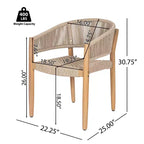 Christopher Knight Home Emeric Bohemian 9 Piece Outdoor Acacia Wood Rope Dining Seating with Slatted Table