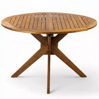 Christopher Knight Home Everett Patio 5-Piece Rustic Acacia Wood Outdoor Round Dining Set with Cushioned Dining Chairs
