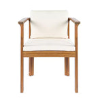 Christopher Knight Home Everett Patio 5-Piece Rustic Acacia Wood Outdoor Round Dining Set with Cushioned Dining Chairs