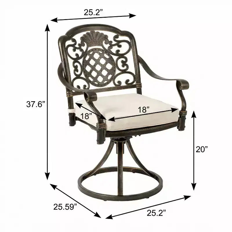 Christopher Knight Home Alistair, ensemble repas de 7 pièces avec chaises pivotantes en aluminium et table extensible, pour l'extérieur
