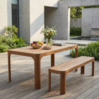 Christopher Knight Home Bao Modern 2 Piece Acacia Wood Patio Dining Set with Slatted Design