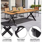 Crestlive Products Outdoor 11pcs Patio Dining Set Stackable Armchairs Wood Like Table With Umbrella Hole For Large Gatherings