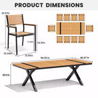 Crestlive Products Outdoor 11pcs Patio Dining Set Stackable Armchairs Wood Like Table With Umbrella Hole For Large Gatherings