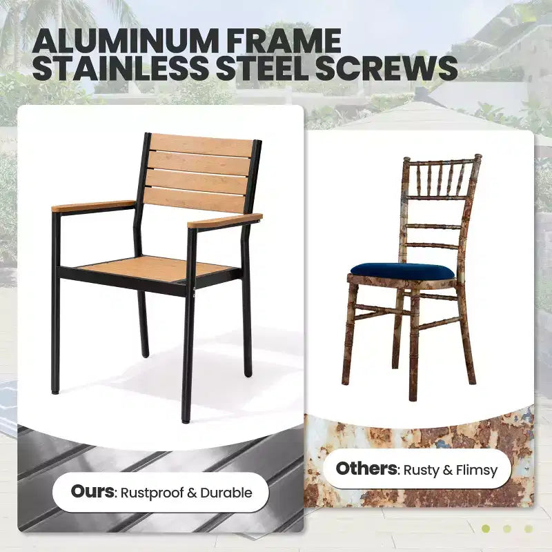 Crestlive Products Outdoor 11pcs Patio Dining Set Stackable Armchairs Wood Like Table With Umbrella Hole For Large Gatherings