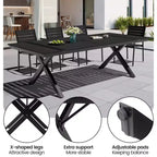 Crestlive Products Outdoor 11pcs Patio Dining Set Stackable Armchairs Wood Like Table With Umbrella Hole For Large Gatherings