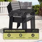 Crestlive Products Outdoor 11pcs Patio Dining Set Stackable Armchairs Wood Like Table With Umbrella Hole For Large Gatherings