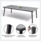 Crestlive Products Outdoor 11pcs Patio Dining Set Stackable Armchairs Wood Like Table With Umbrella Hole For Large Gatherings