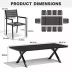 Crestlive Products Outdoor 11pcs Patio Dining Set Stackable Armchairs Wood Like Table With Umbrella Hole For Large Gatherings