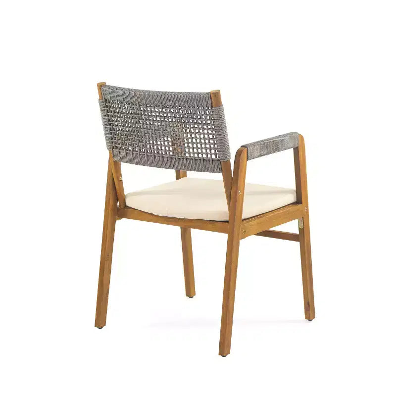 Christopher Knight Home Lan Modern 6 Piece Acacia Wood Patio Dining Set with Slatted Table and Rope Design