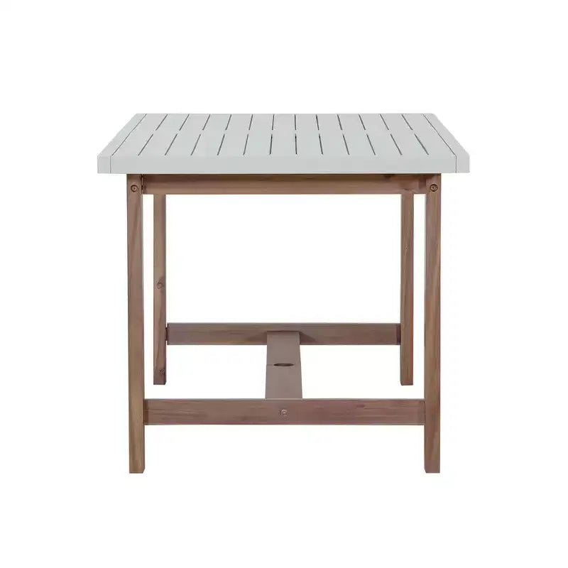Ensemble de salle à manger d'extérieur 5 pièces Whisen avec table en bois d'acacia et 4 chaises, trou pour parasol, convient pour la pelouse, le jardin, le bord de la piscine et l'intérieur