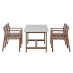 Ensemble de salle à manger d'extérieur 5 pièces Whisen avec table en bois d'acacia et 4 chaises, trou pour parasol, convient pour la pelouse, le jardin, le bord de la piscine et l'intérieur