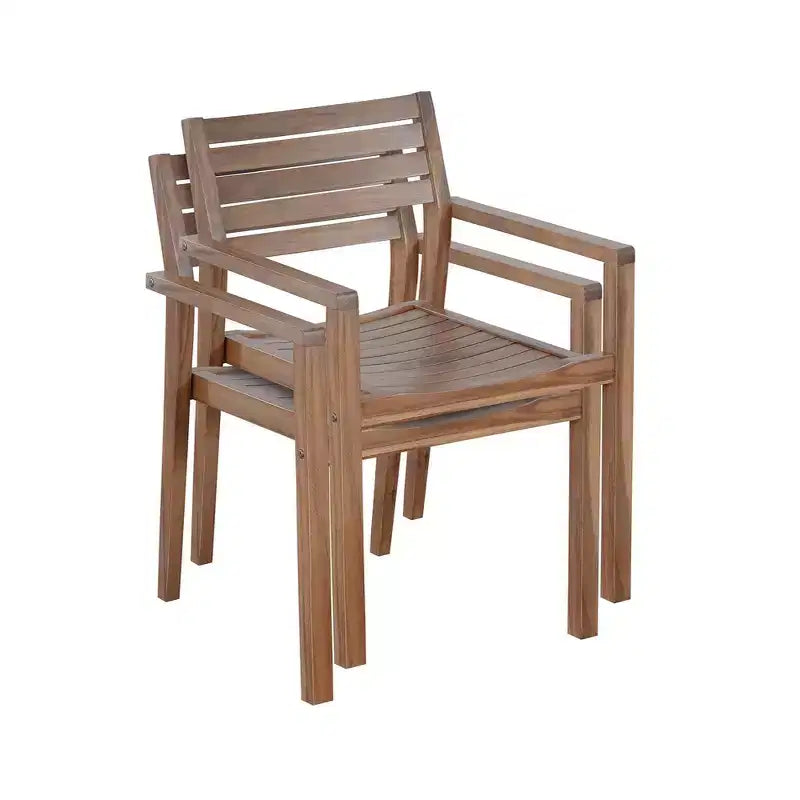 Ensemble de salle à manger d'extérieur 5 pièces Whisen avec table en bois d'acacia et 4 chaises, trou pour parasol, convient pour la pelouse, le jardin, le bord de la piscine et l'intérieur