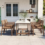 Ensemble de salle à manger d'extérieur 5 pièces Whisen avec table en bois d'acacia et 4 chaises, trou pour parasol, convient pour la pelouse, le jardin, le bord de la piscine et l'intérieur