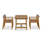 Ensemble de salle à manger d'extérieur 5 pièces Whisen avec table en bois d'acacia et 4 chaises, trou pour parasol, convient pour la pelouse, le jardin, le bord de la piscine et l'intérieur