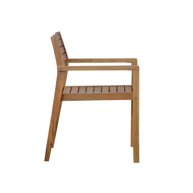 Ensemble de salle à manger d'extérieur 5 pièces Whisen avec table en bois d'acacia et 4 chaises, trou pour parasol, convient pour la pelouse, le jardin, le bord de la piscine et l'intérieur