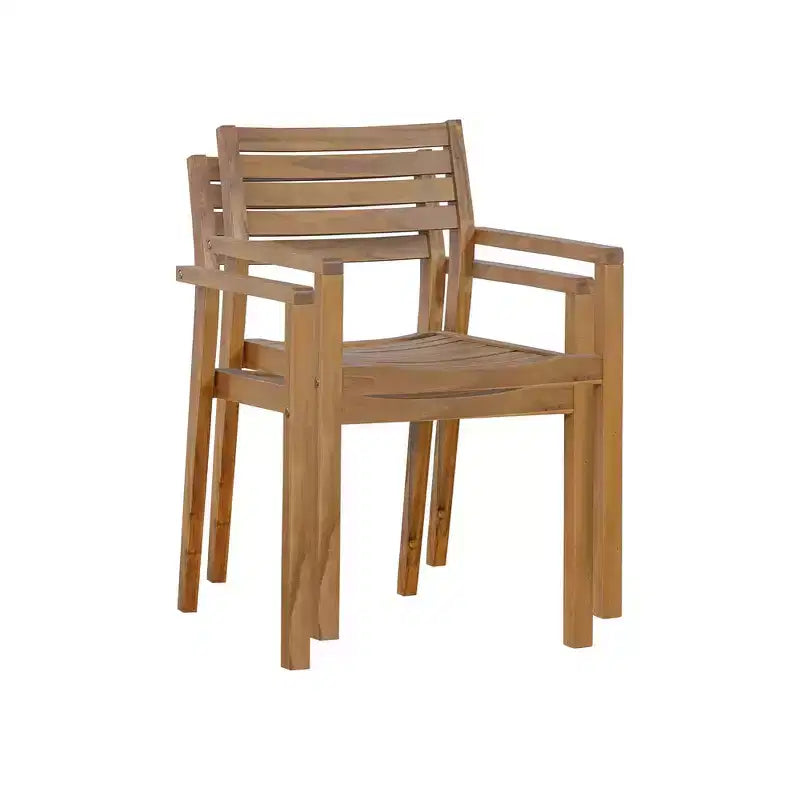 Ensemble de salle à manger d'extérieur 5 pièces Whisen avec table en bois d'acacia et 4 chaises, trou pour parasol, convient pour la pelouse, le jardin, le bord de la piscine et l'intérieur
