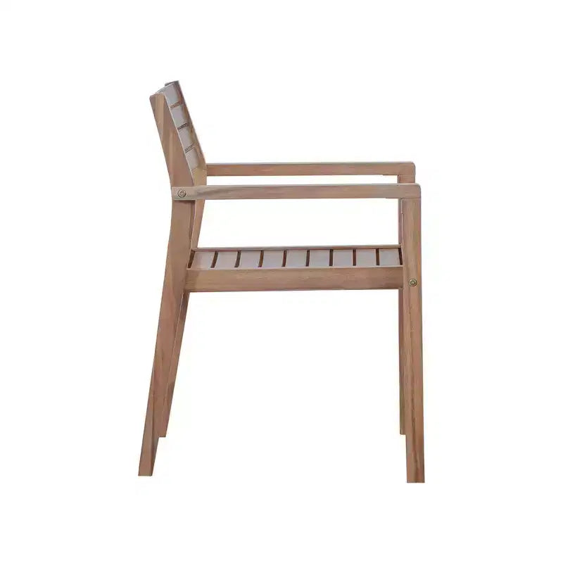 Ensemble de salle à manger d'extérieur 5 pièces Whisen avec table en bois d'acacia et 4 chaises, trou pour parasol, convient pour la pelouse, le jardin, le bord de la piscine et l'intérieur