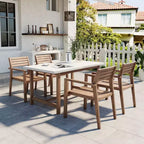 Whisen 5-Piece Outdoor Patio Dining Set with Acacia Wood Table and 4 Chairs, Umbrella Hole, Suitable for Lawn, Garden, Poolside & Indoor